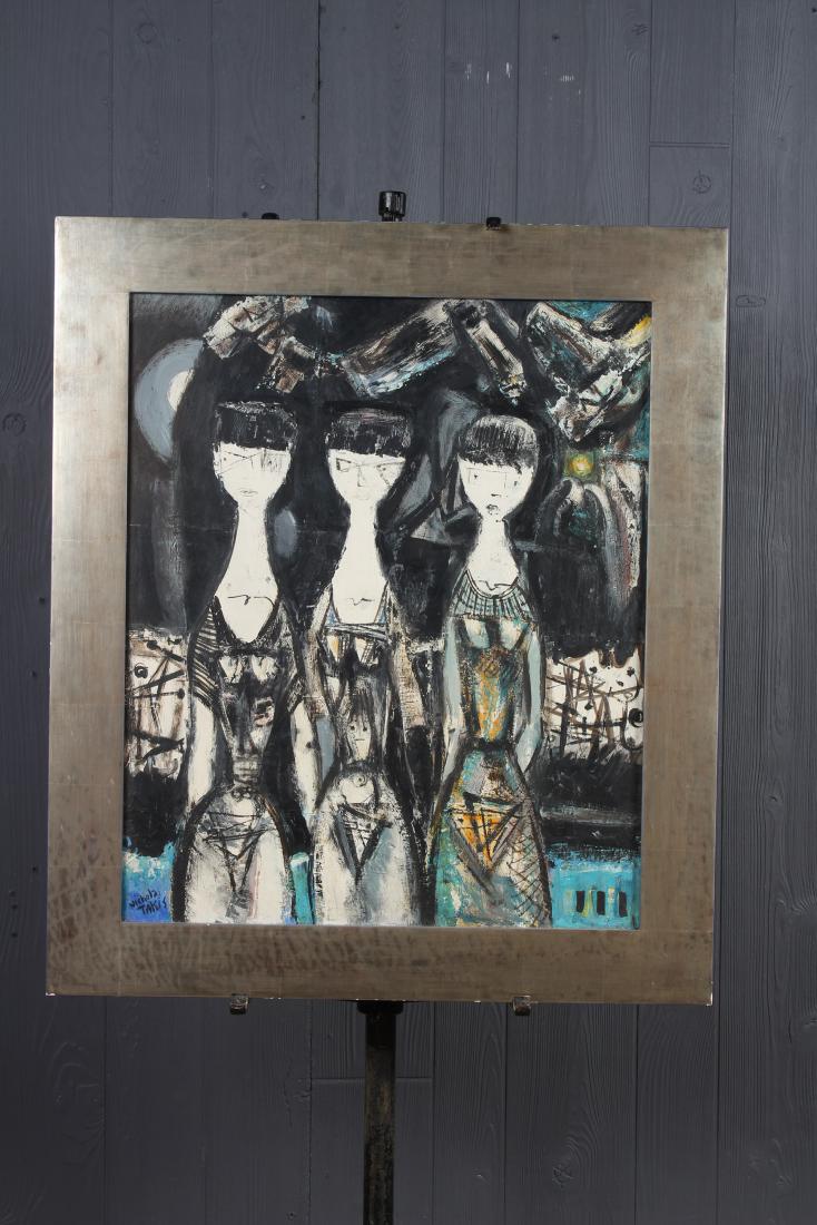 Nicholas Takis Figural Painting: Nicholas Takis Figural Painting (American 1903-1965). Signed lower left. Size: Framed: 31.5" H x 27" W x 2" D; Sight: 25.5" H x 21" W