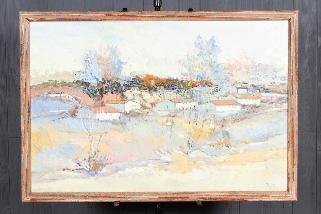 Humberto Mujica (20th C) Landscape Painting: Humberto Mujica (20th C) Landscape Painting. OOC. Size: Framed: 26.5" H x 38.5" W x 1" D; Sight: 23.5" H x 35.5" W
