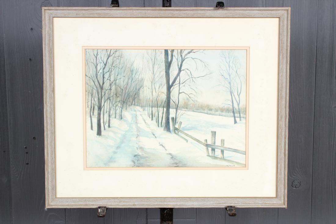 Landscape Watercolor Signed BJ Newitt: Landscape Watercolor Signed BJ Newitt. Size: Framed: 17.5" H x 21.5" W x 0.5" D; Sight: 10.5" H x 14" W
