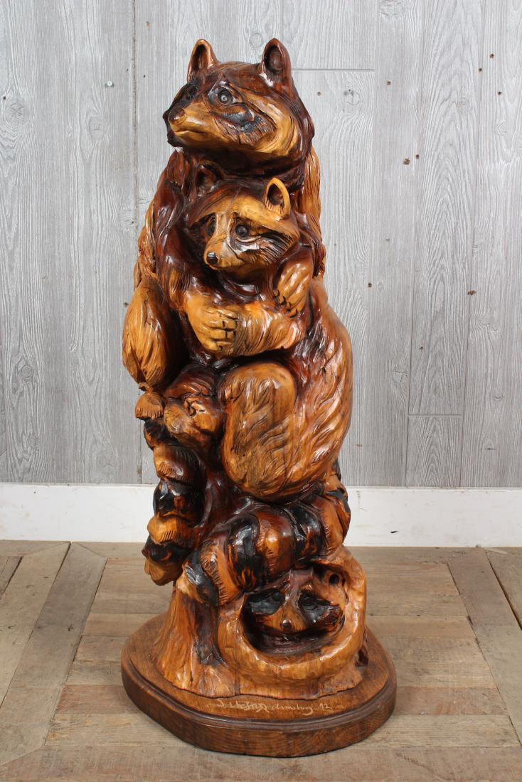 Carved Timber Group Signed J Chester Armstrong (1 of 5)