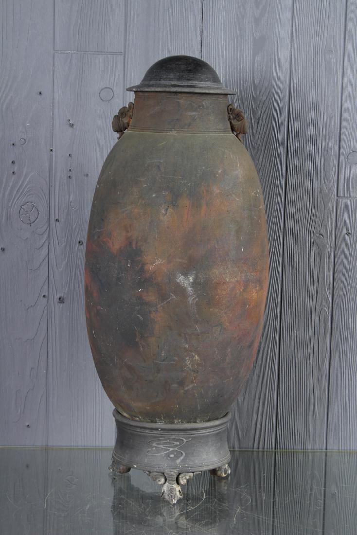 Amphora Shaped Raku Lidded  Vessel (1 of 5)