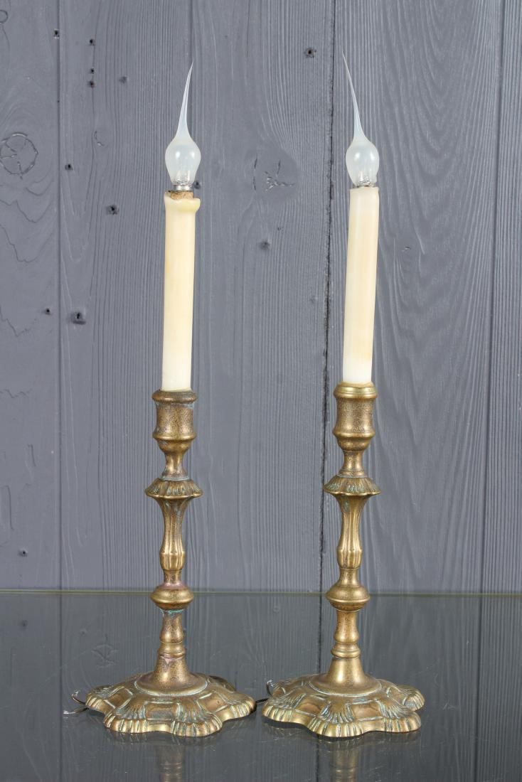 Pair Brass Candlestick Lamps (1 of 4)