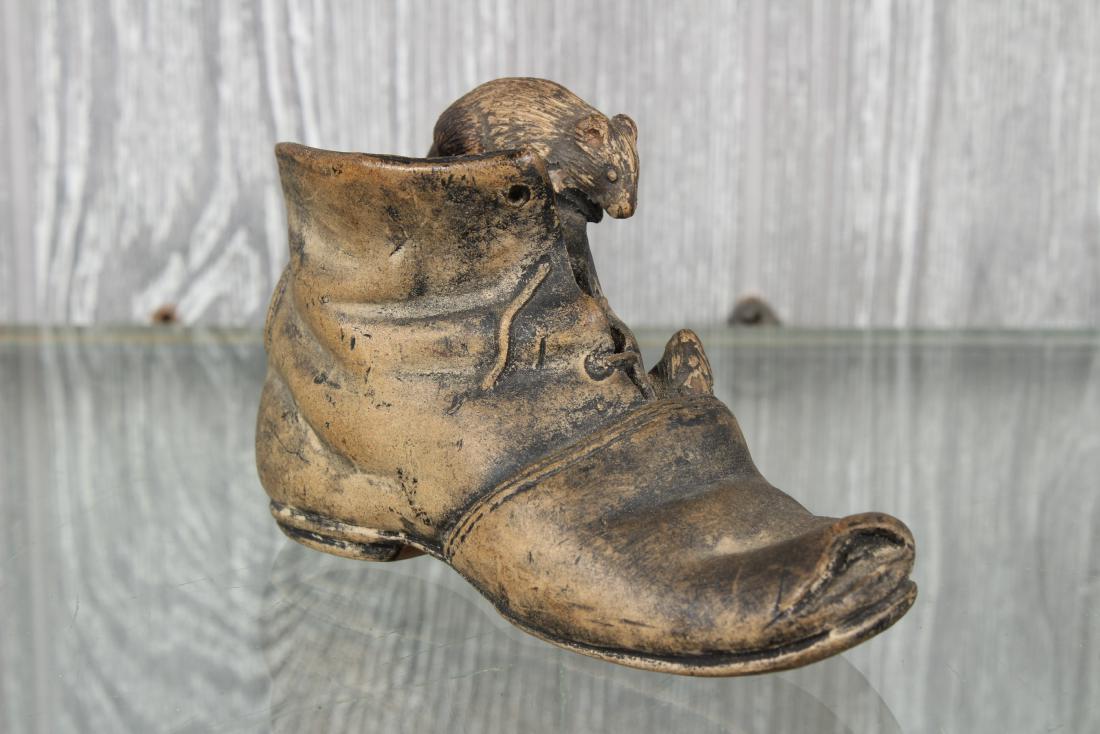 Small Ceramic Match Holder Boot with Mice (1 of 5)