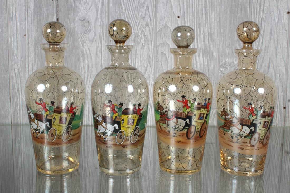 4 Hand Painted Czech Glass Bottles (1 of 8)