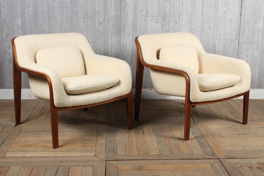 Pair of Bill Stephens for Knoll Chairs: Pair of Bill Stephens for Knoll Chairs, bent wood and upholstered chairs. Size: 29" H x 29" W x 28" D
