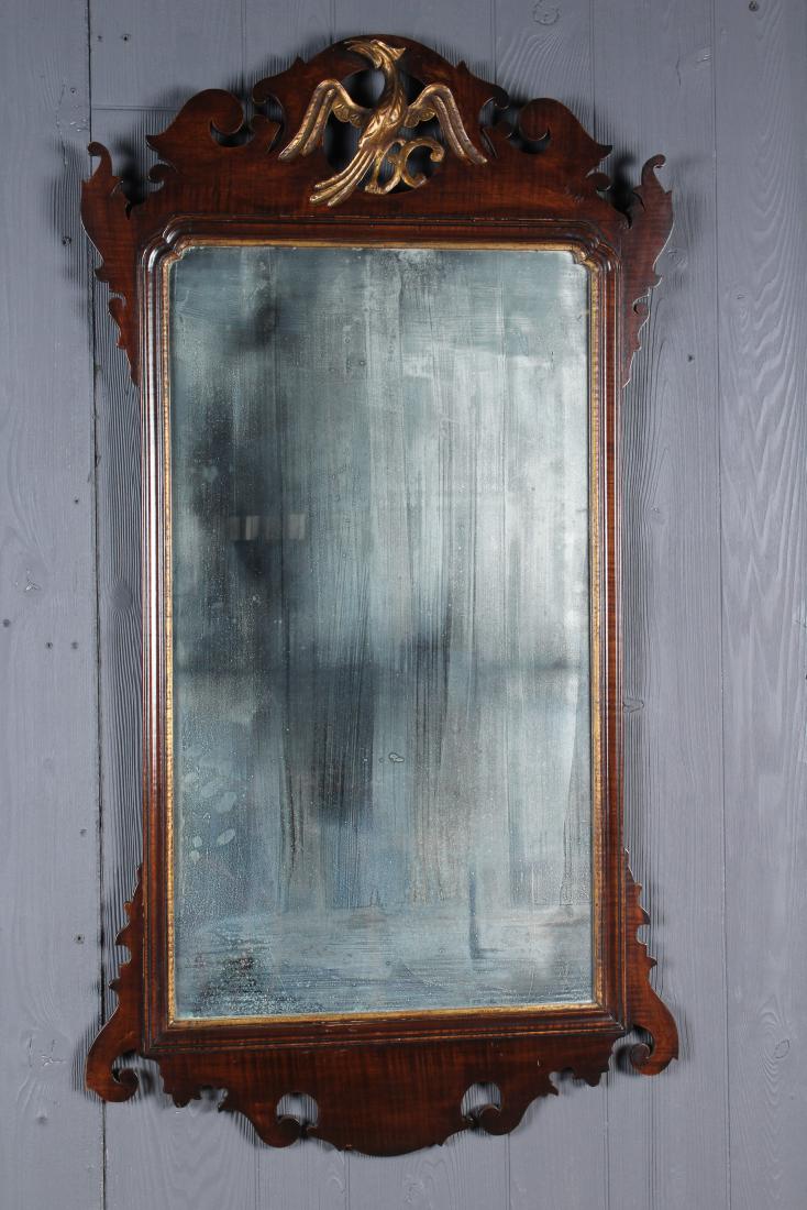 Gilt Wood Carved Mahogany Chippendale Style Mirror (1 of 4)