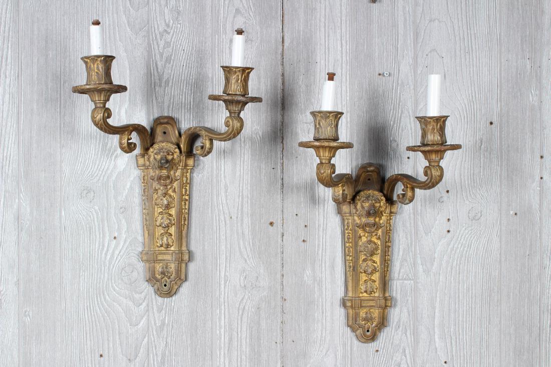 Pair Neoclassical Bronze Sconces (1 of 4)