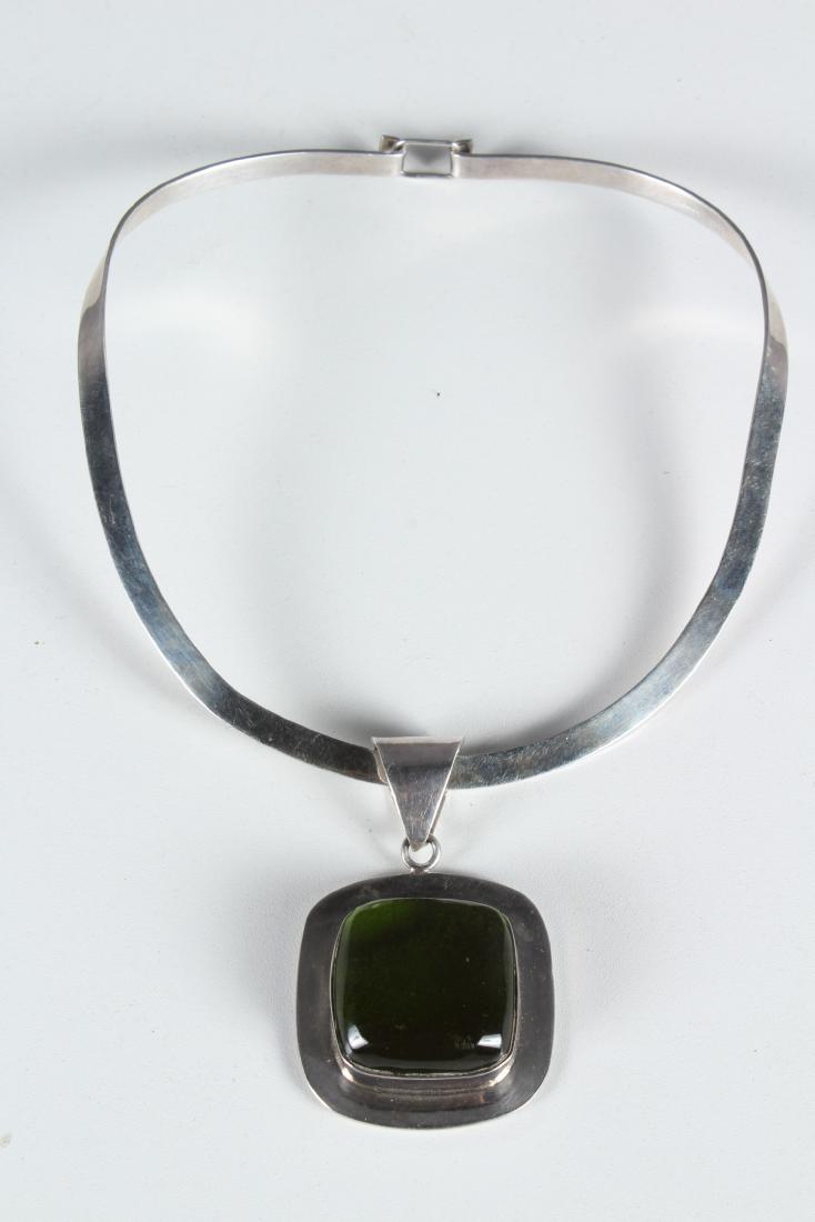 Mexican Sterling Collar Necklace with Pendant (1 of 6)