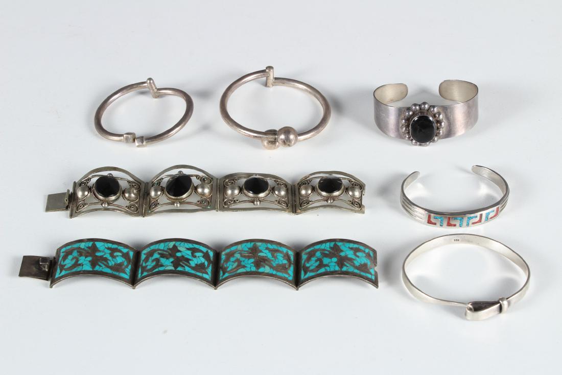 7 Mexican Sterling Silver Bracelets (1 of 5)