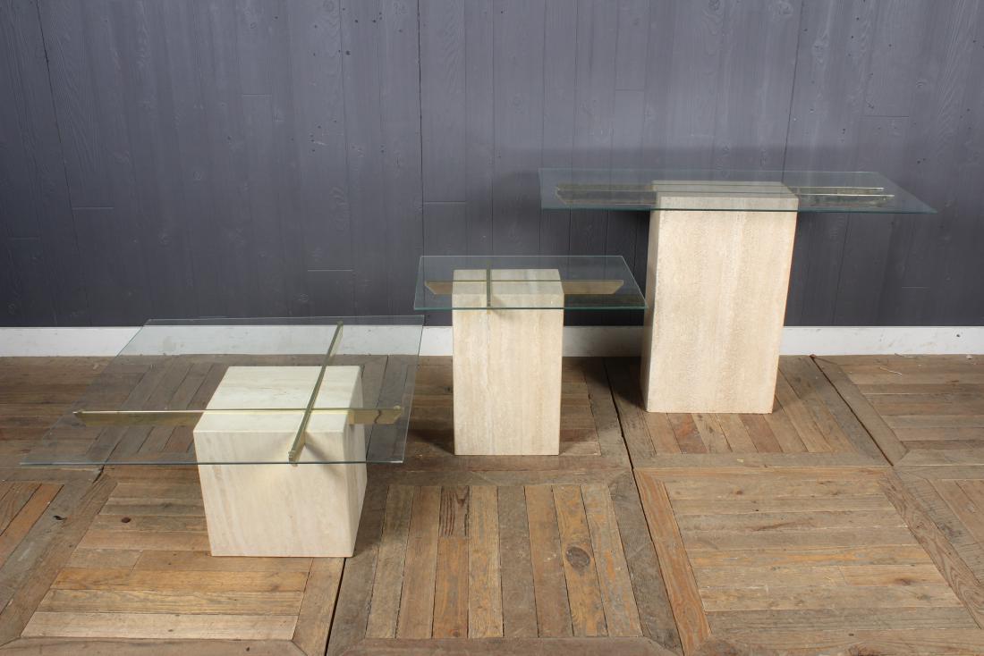 3 Pc Paul McCobb Style Travertine Tables (1 of 5)