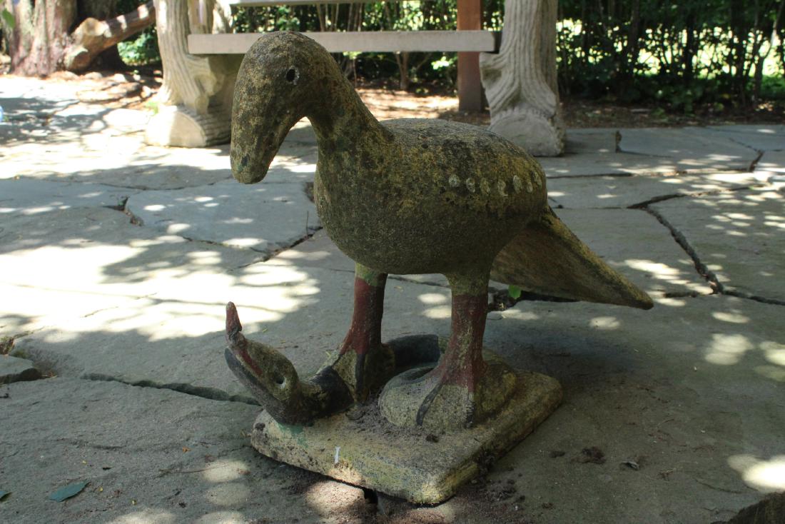 Antique French Cast Stone Bird with Snake (1 of 3)