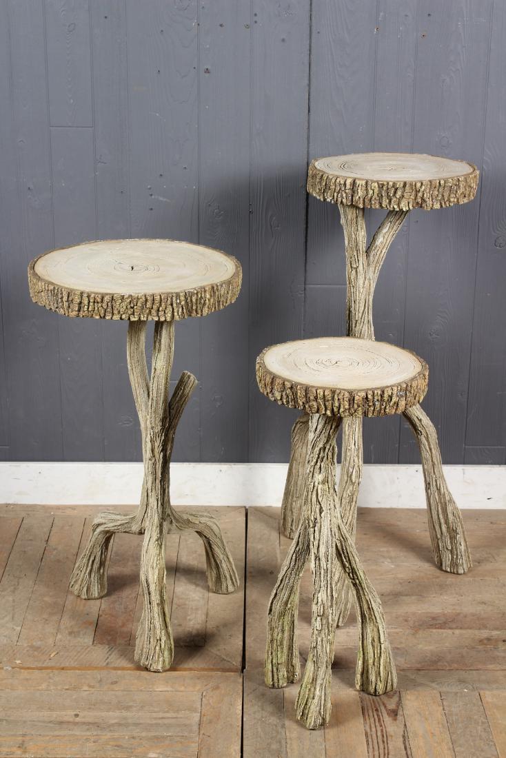 3 Faux Bois Cast Stone Drinks Tables or Plant (1 of 4)