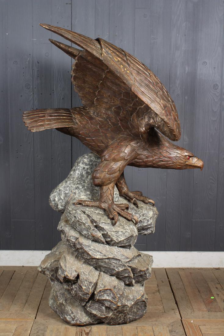 Monumental Japanese Carved Wood Spread Eagle (1 of 4)