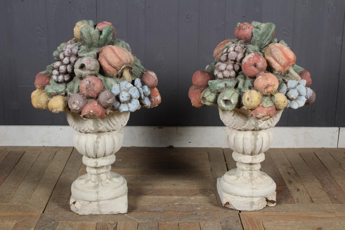 Pair Cast Stone Painted Compotes (1 of 5)