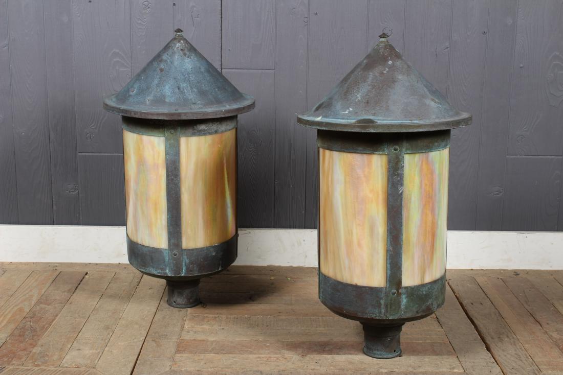 Good Pair of Copper Arts & Crafts Style Lanterns (1 of 4)