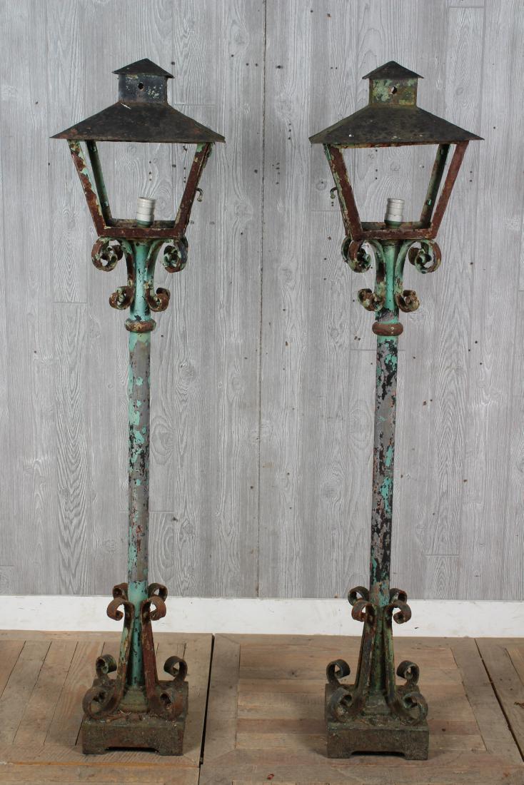 Pair Painted Wrought Iron Lanterns (1 of 4)