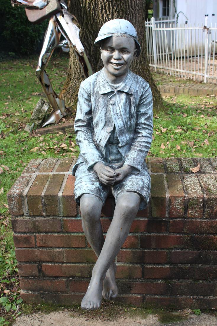 Bronze Sitting Boy Garden Sculpture (1 of 2)