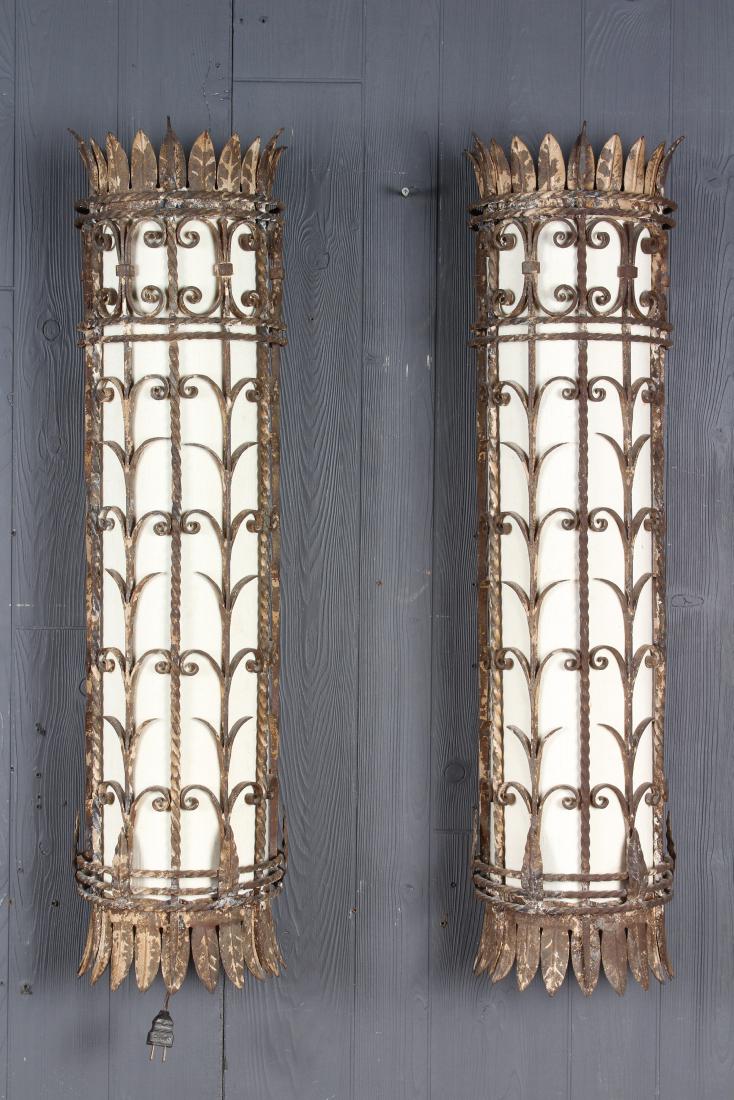 Pair Painted Wrought Iron Lanterns (1 of 4)