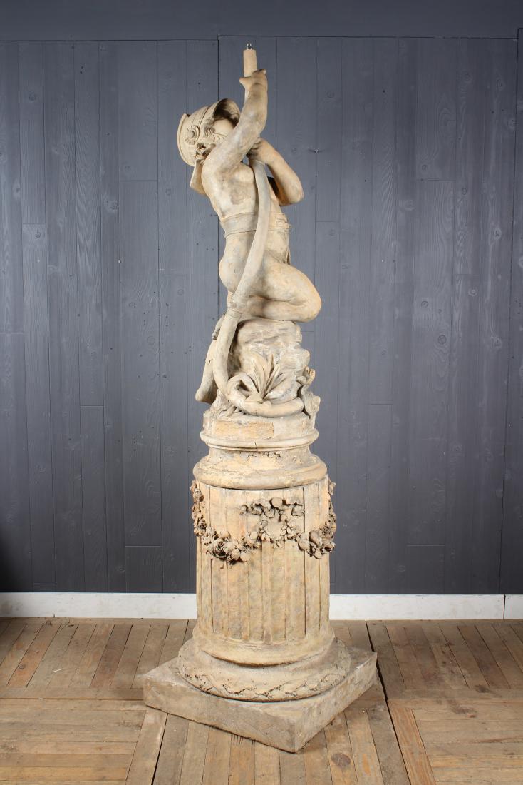 French Terracotta Firefighter Putti Fountain (1 of 5)