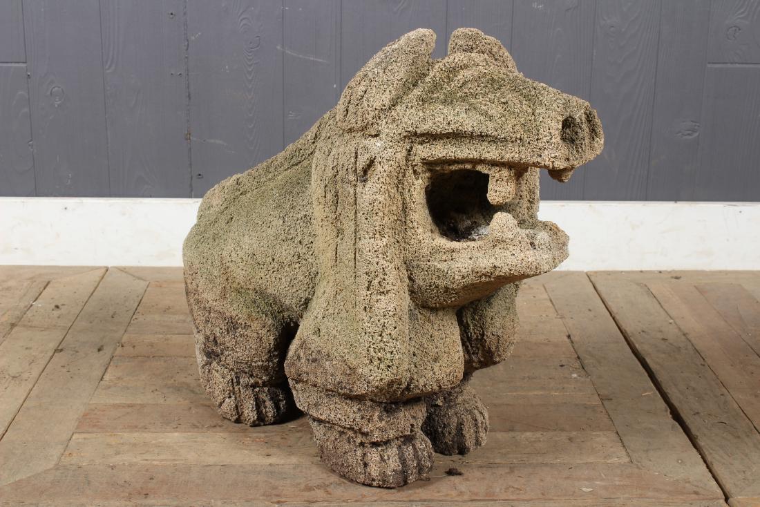Carved Stone Folk Art Lion Garden Sculpture (1 of 4)