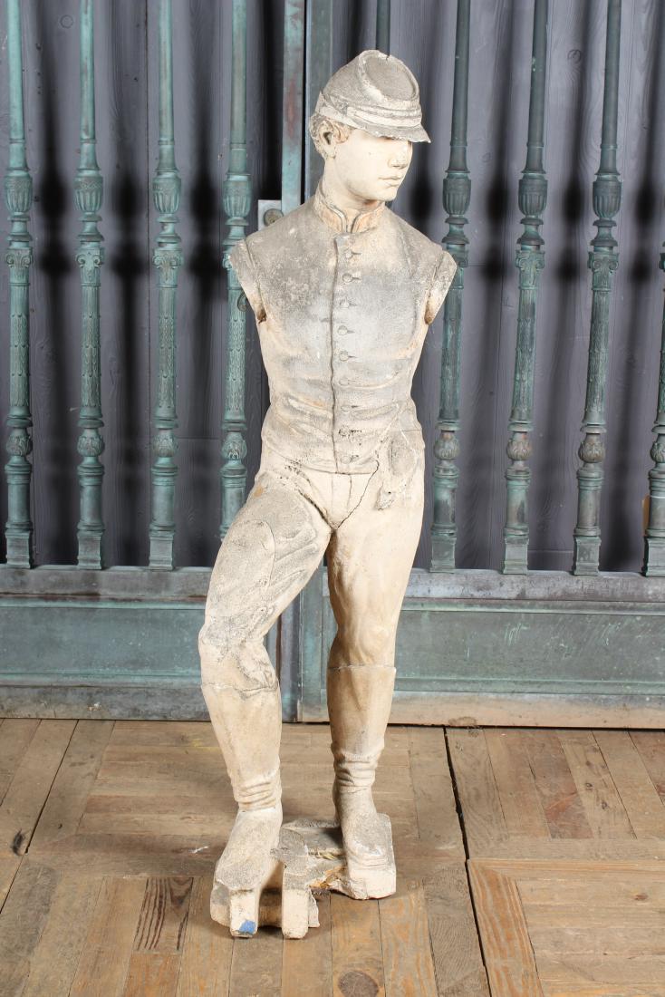 Boris Blai Buff Terracotta Soldier: Boris Blai Buff Terracotta Soldier (New Jersey/ Russian Federation, 1893-1985), Sculpture titled A Lad Who Didn't Die, Johnny Ring, signed on back. Size: 53" H x 12" W x 15.5" D