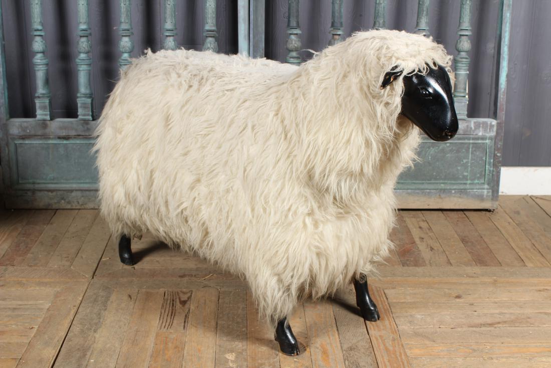 Life Size Decorative Sheep Bench: Life Size Decorative Sheep Bench. Size: 30.5" H x 17" W x 44" D