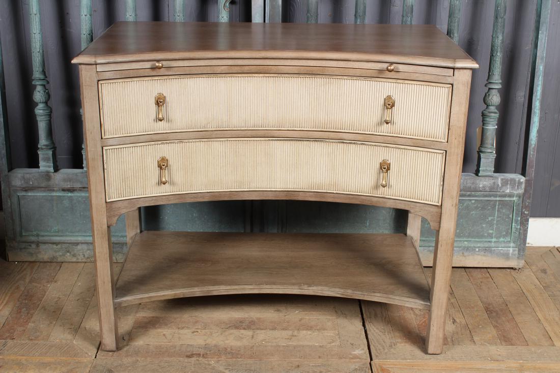 Sherrill Sideboard Server: Concave Side Table Mr. & Mrs. Howard for Sherrill Furniture, two drawers, label in drawer. Size: 33" H x 39" W x 20.5" D