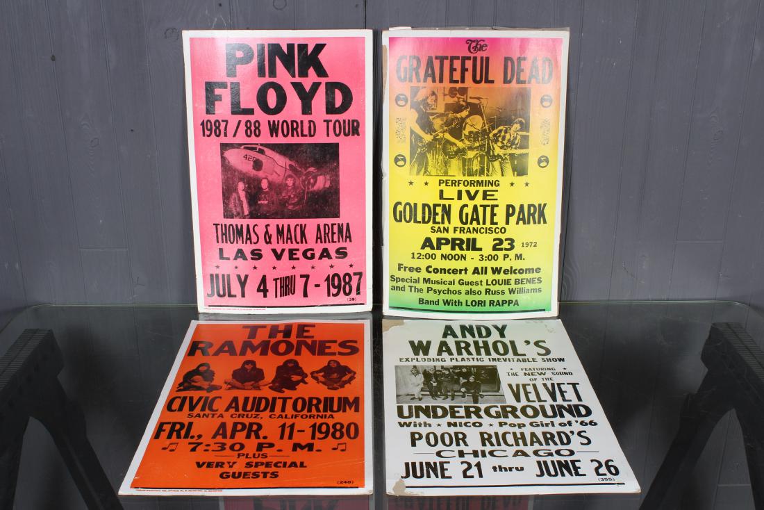 Group of Concert Posters: Group of Concert Posters, includes Pink Floyd 87/88 World Tour, Thomas & Mack Arena, Las Vegas, July 4 thru 7 1987. The Grateful Dead, Golden Gate Park, San Francisco, April 23, 1972. The Ramones, Civ