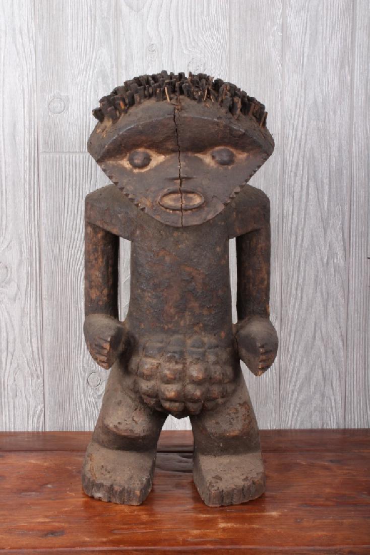 African Mambila Figure: African Mambila Figure. Carved wood. Nigeria, 20th C. Size: 21" high.