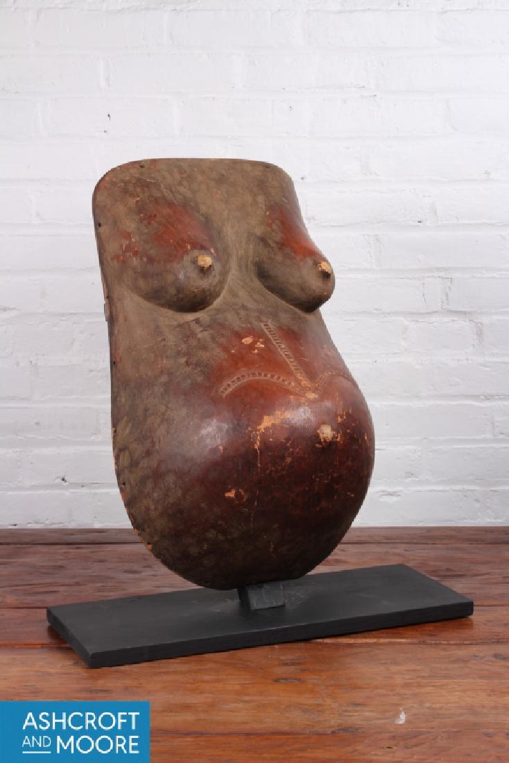 African Makonde Njorowe Body Mask: African Makonde Njorowe Body Mask. Ritual artifact. Carved wood. Tanzania. Size: 22.5" x 13" x 8".