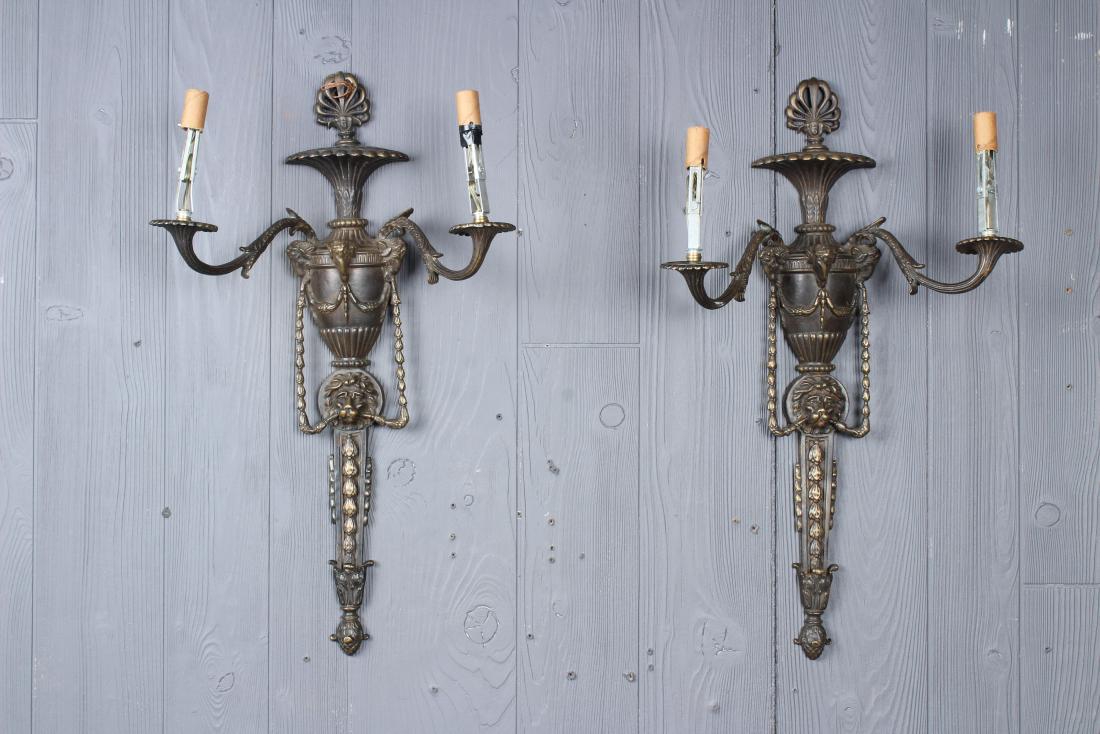 Pair Bronze Neoclassical Urn Form Sconces (1 of 3)