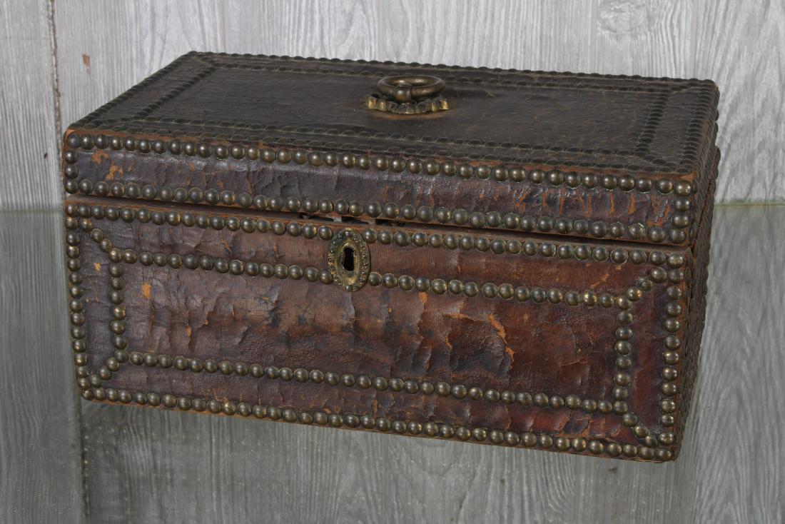 19th C  Leather Clad Campaign Trunk (1 of 4)