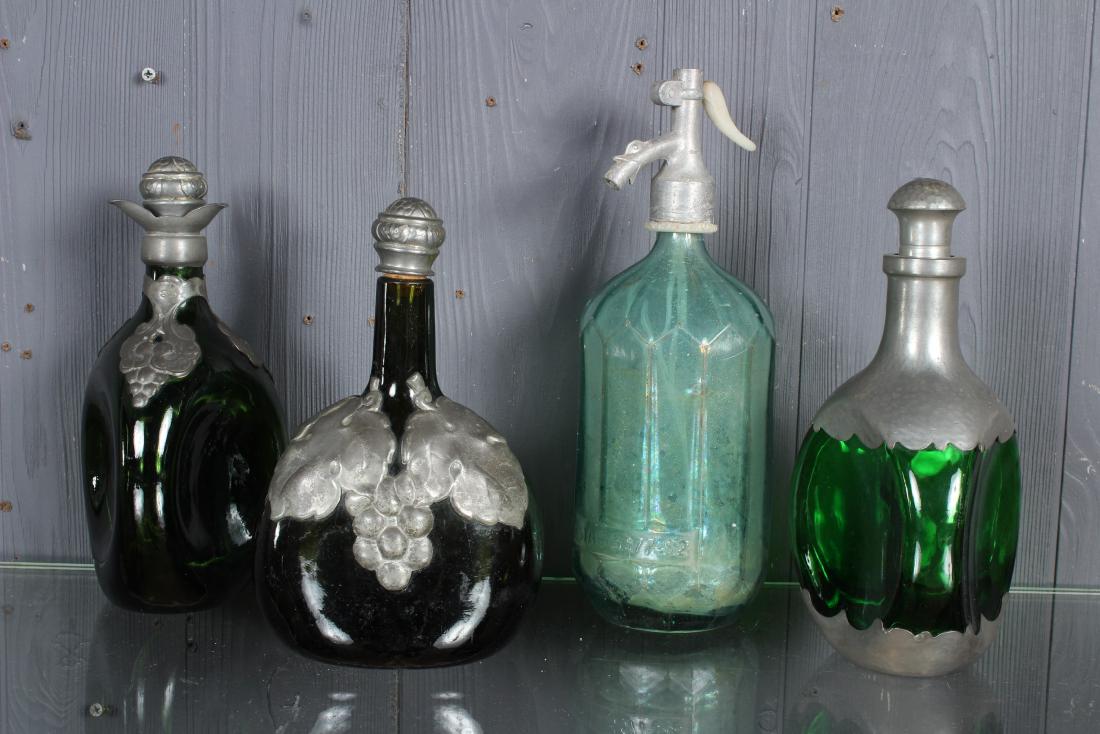 Green Glass Pinch Bottles, Decanter 17) ASSORTED OLD GLASS BOTTLES Jun 28
