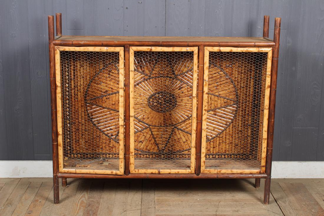 Bamboo Wire Front Bookcase: Bamboo Wire Front Bookcase. Size: 41" H x 47" W x 11" D