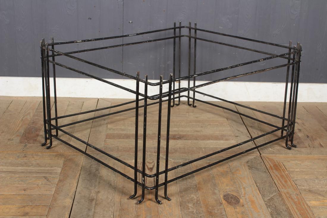 Modernist Wrought Iron Coffee Table Base: Modernist Wrought Iron Coffee Table Base, no top. Size: 18.5" H x 37" W x 31" D