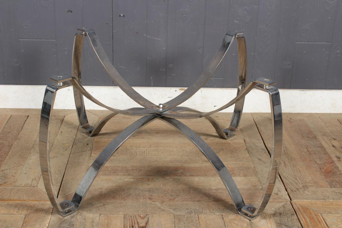 Metamorphic Chrome Table Base: Metamorphic Chrome Table Base. Size: 17.5" H x 27" W x 27" D