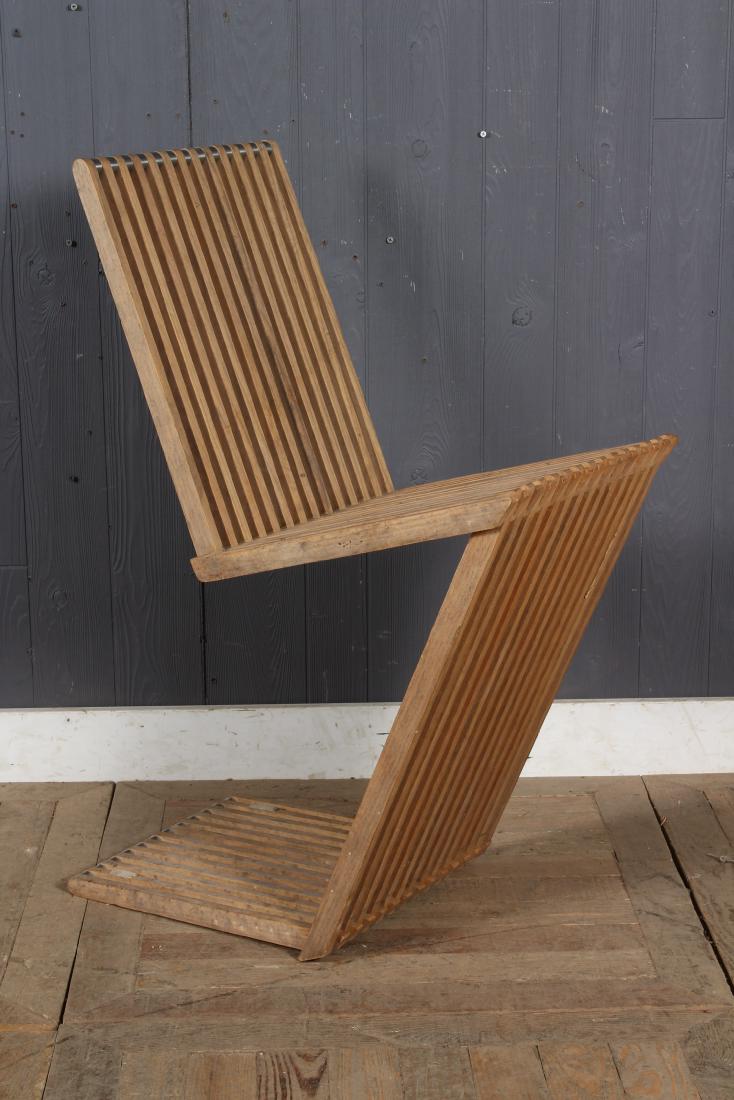 Folding Z Form Slat Construction Chair: Folding Z Form Slat Construction Chair. Size: 36.5" H x 16" W x 24.5" D