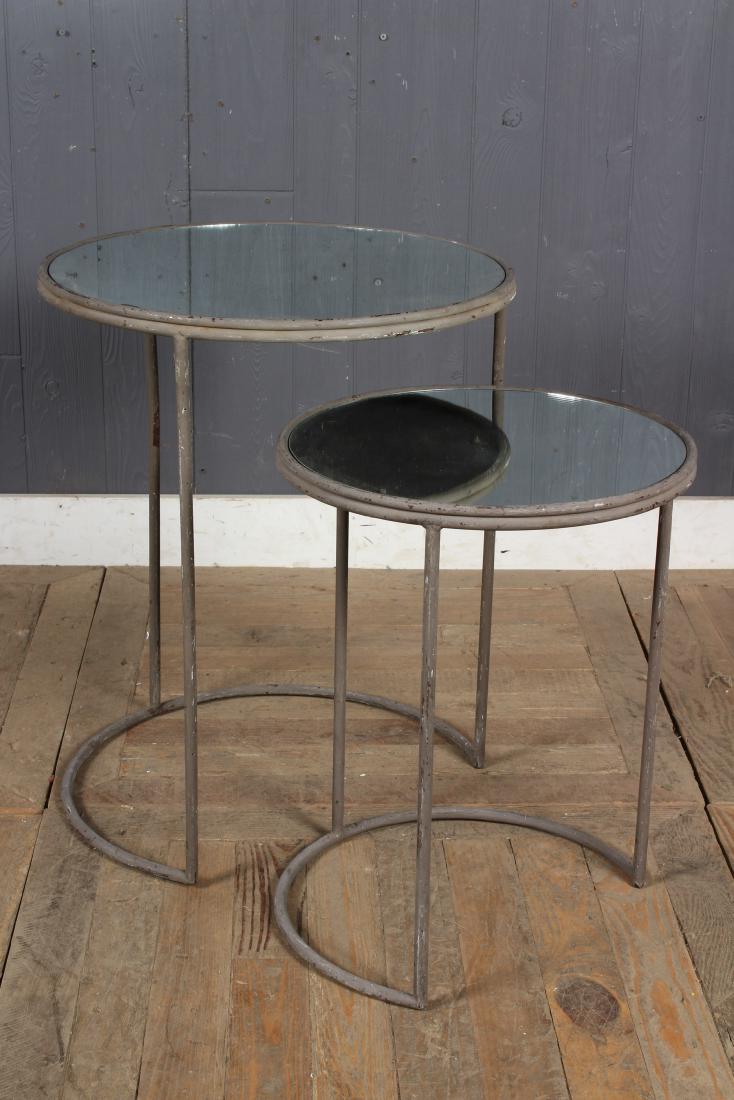 2 Piece Iron and Mirrored Top Nesting Tables: 2 Piece Iron and Mirrored Top Nesting Tables. Size: 24.5" H x 20" W x 20" D