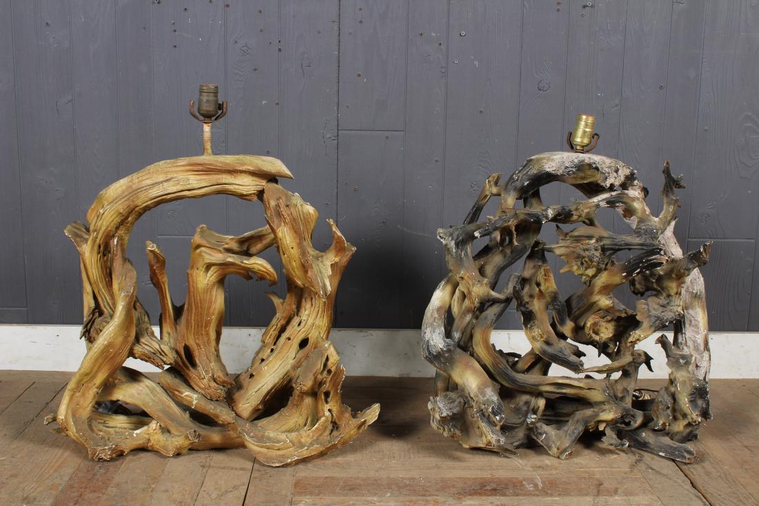 Pair Large Scale Driftwood Lamps (1 of 3)
