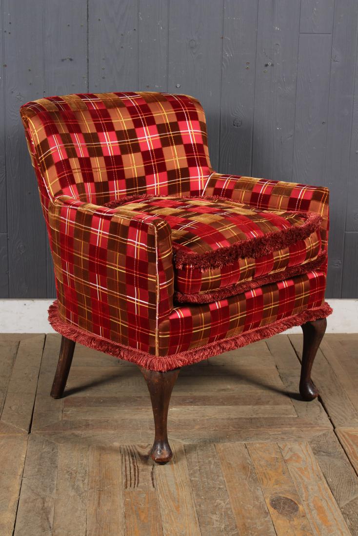 Cut Velvet Upholstered Slipper Chair: Cut Velvet Upholstered Slipper Chair. Size: 31" H x 25" W x 27" D