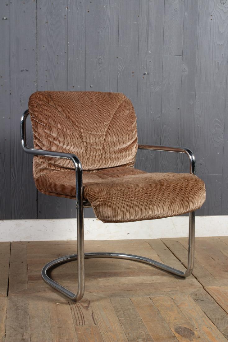 Marcel Breuer Style Upholstered Cantilever Chair: Marcel Breuer Style Upholstered Cantilever Chair, chrome frame. Size: 31" H x 22" W x 22" D