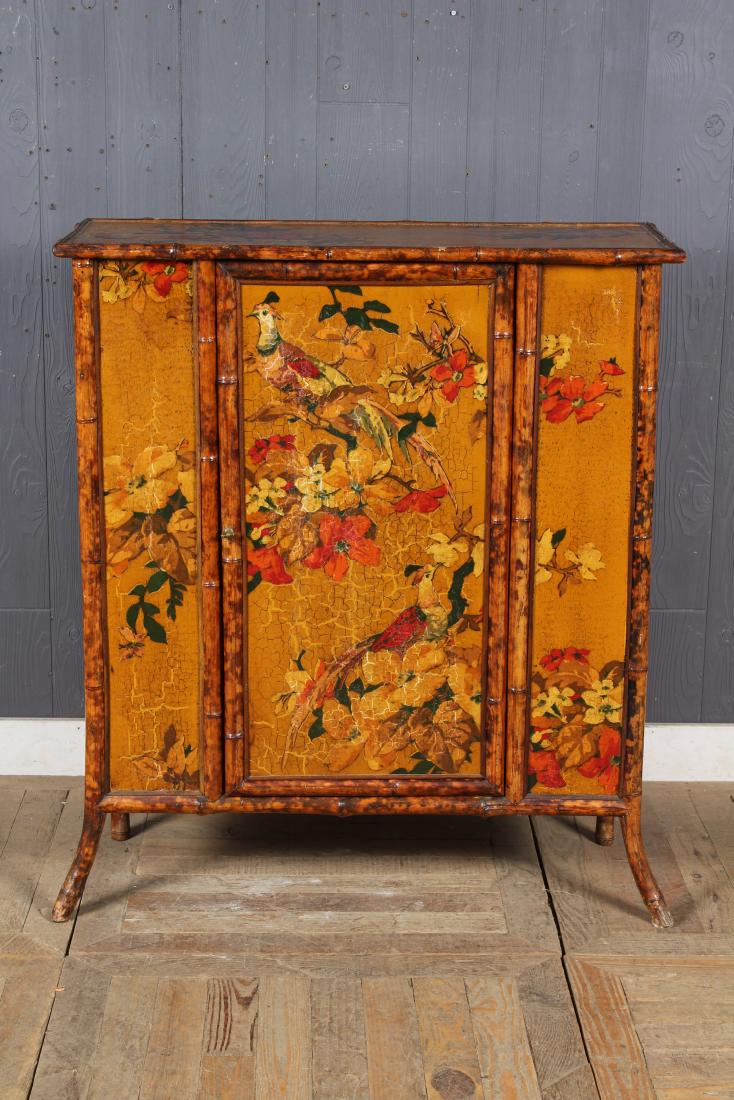 Decoupage Decorated Faux Bamboo Cabinet (1 of 5)