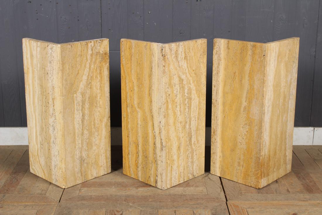 3 Travertine Right Angle Pedestal Table Bases (1 of 4)
