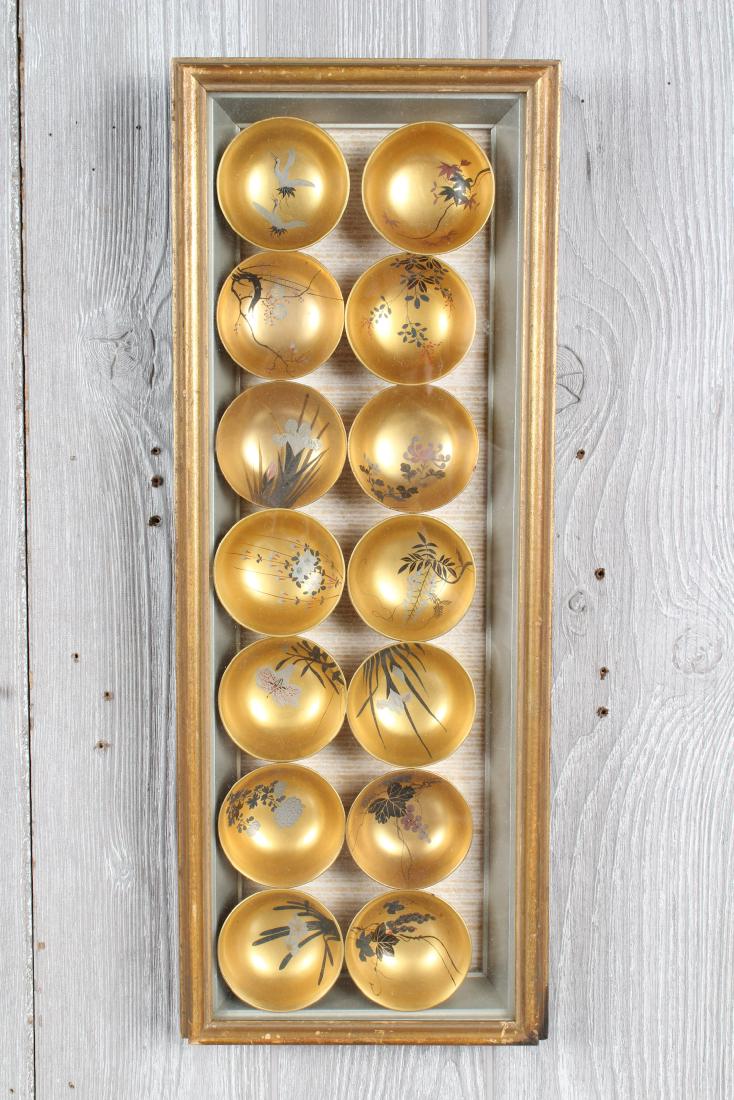 Framed Asian Gilt Lacquered Bowls (1 of 4)