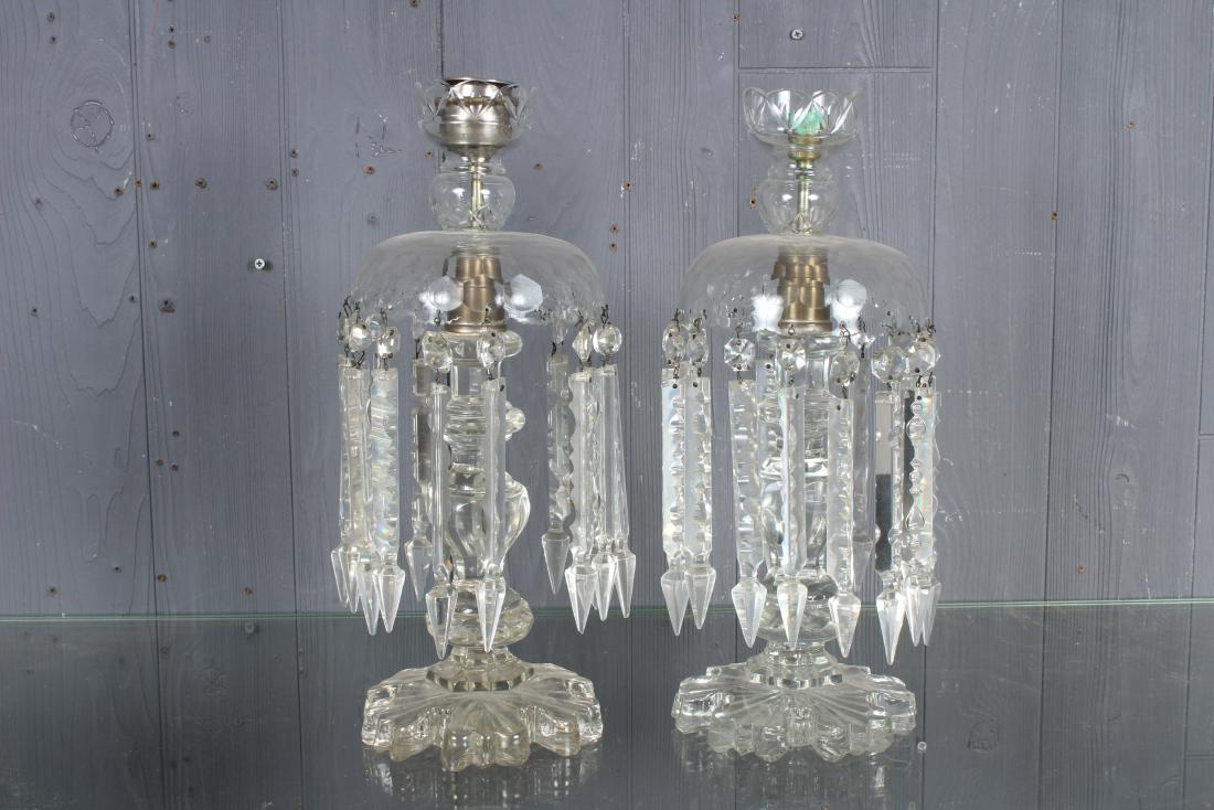 Pair Cut Glass Lusters (1 of 4)