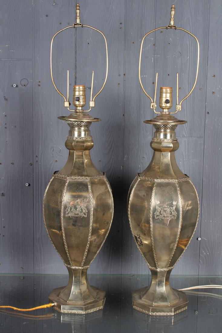 Pair Silver Plate Heraldic Lamps (1 of 5)