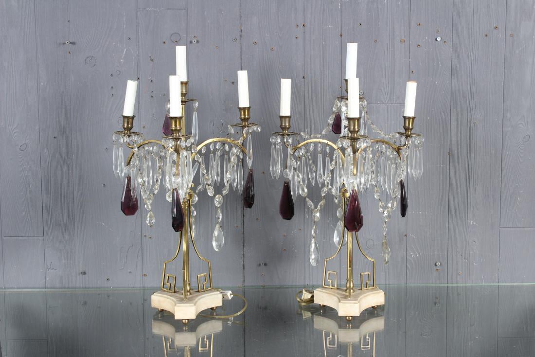 Pair Candelabra Lamps with Prisms (1 of 3)