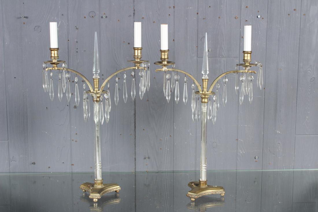 Pair Candelabra Lamps with Prisms (1 of 3)