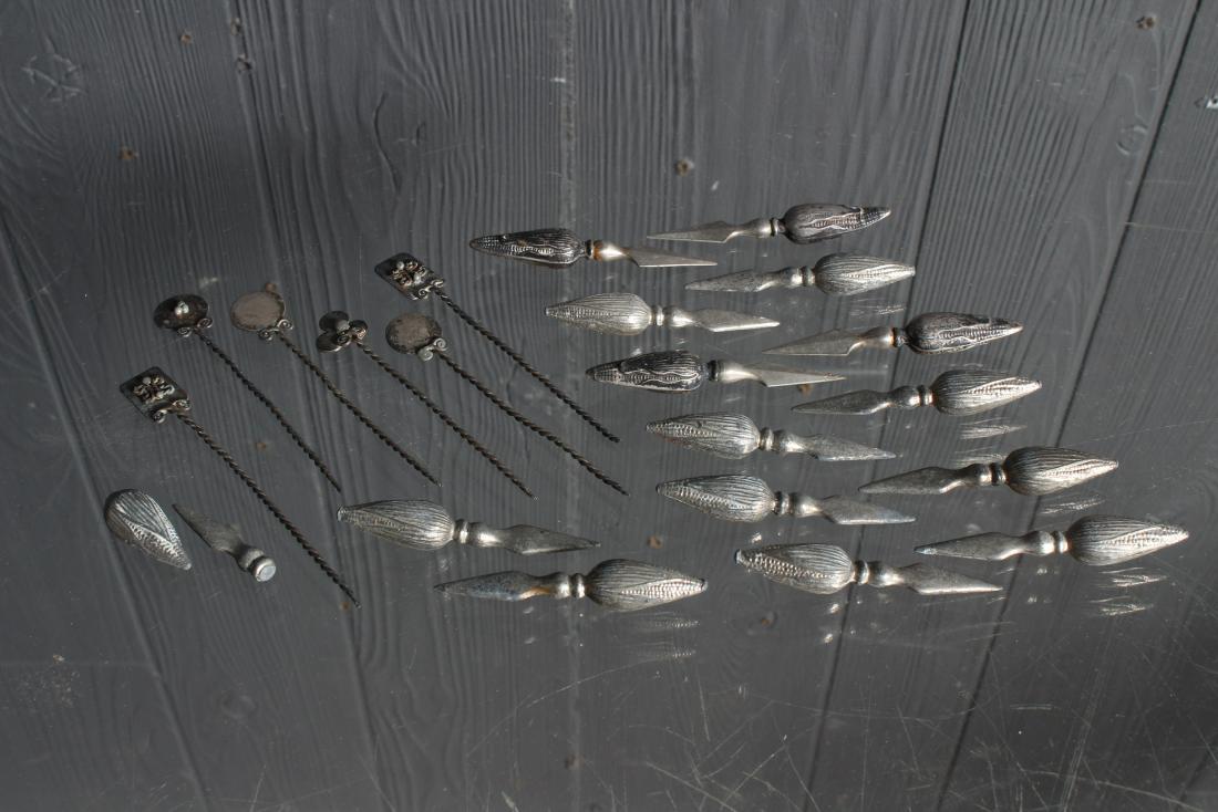 Collection of Cob and Wire Picks: Collection of Cob and Wire Picks, includes 4 corn picks marked sterling. Size: Wire: 4" L; Cob: 2.5" L