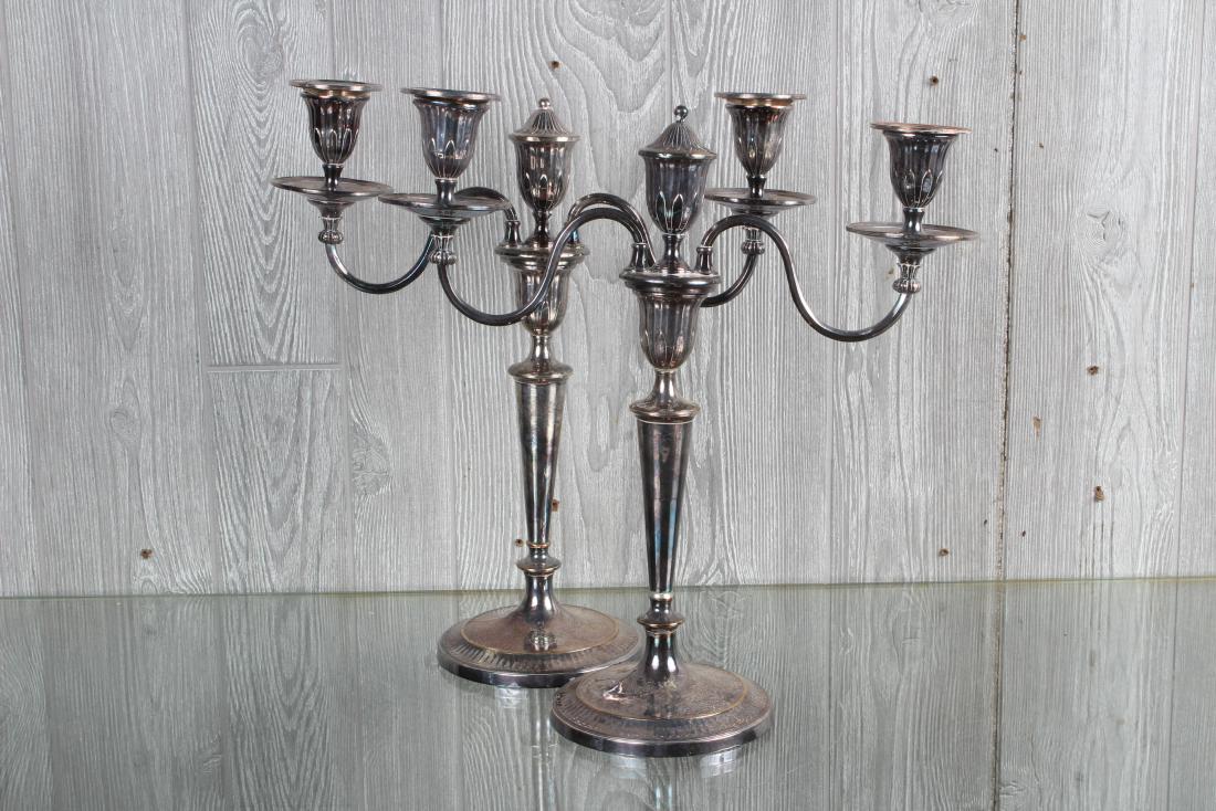 Pair Silver Plated Urn Finial Candelabrum (1 of 4)